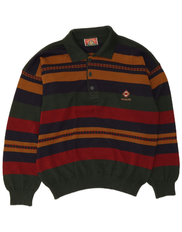 Maglione da uomo a collo alto Navigare, maglione a righe grandi, in lana multicolore