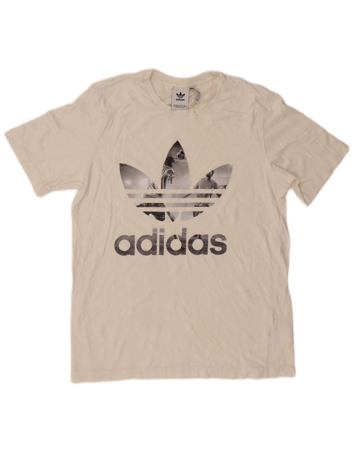 T-shirt grafica da uomo Adidas Top in cotone bianco medio