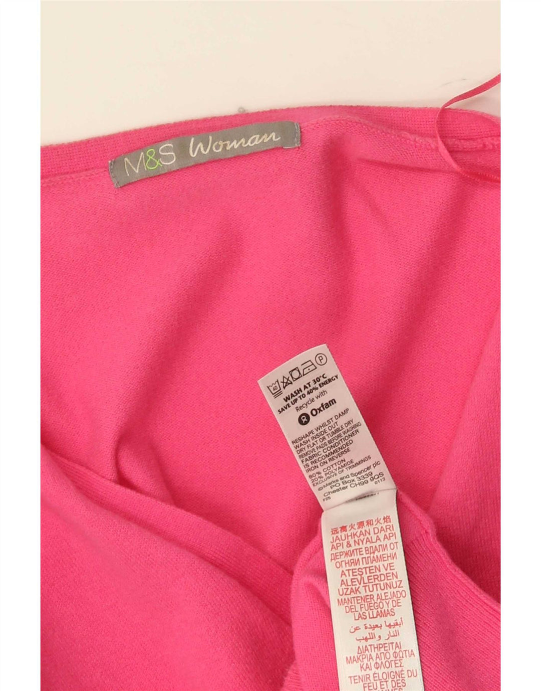 Maglione cardigan da donna Marks & Spencer UK 10 piccolo cotone rosa