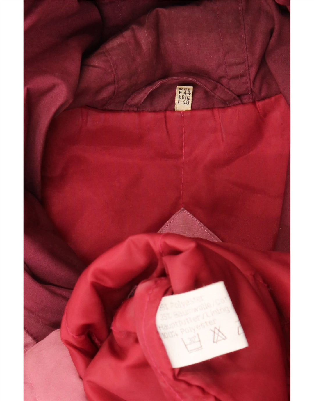 Cappotto imbottito oversize con cappuccio da donna vintage UK 16 grande poliestere rosa