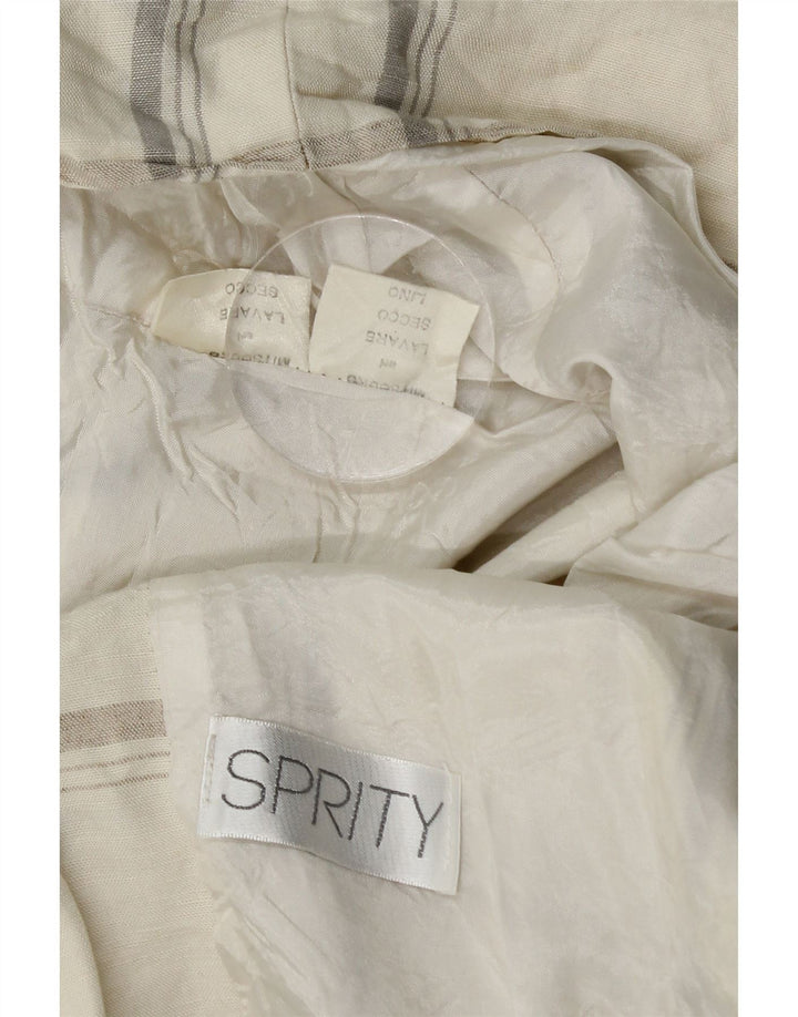 Giacca blazer vintage da donna a 1 bottone UK 14 Lino a quadri beige medio