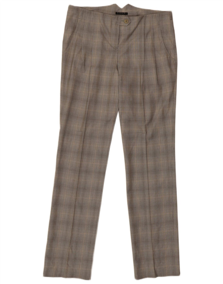 Pantaloni da abito slim da donna Sisley IT 42 Medium W30 L33 Poliestere a quadri grigi