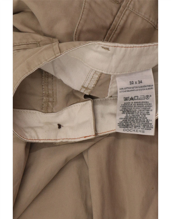 DOCKERS Pantaloni chino dritti da uomo W32 L34 Classico in cotone beige