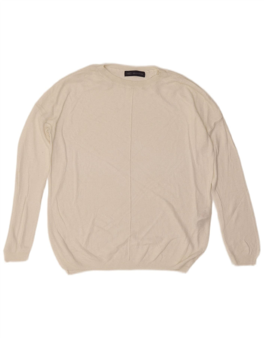 Maglione maglione girocollo oversize da donna Marks & Spencer UK 10 piccolo bianco