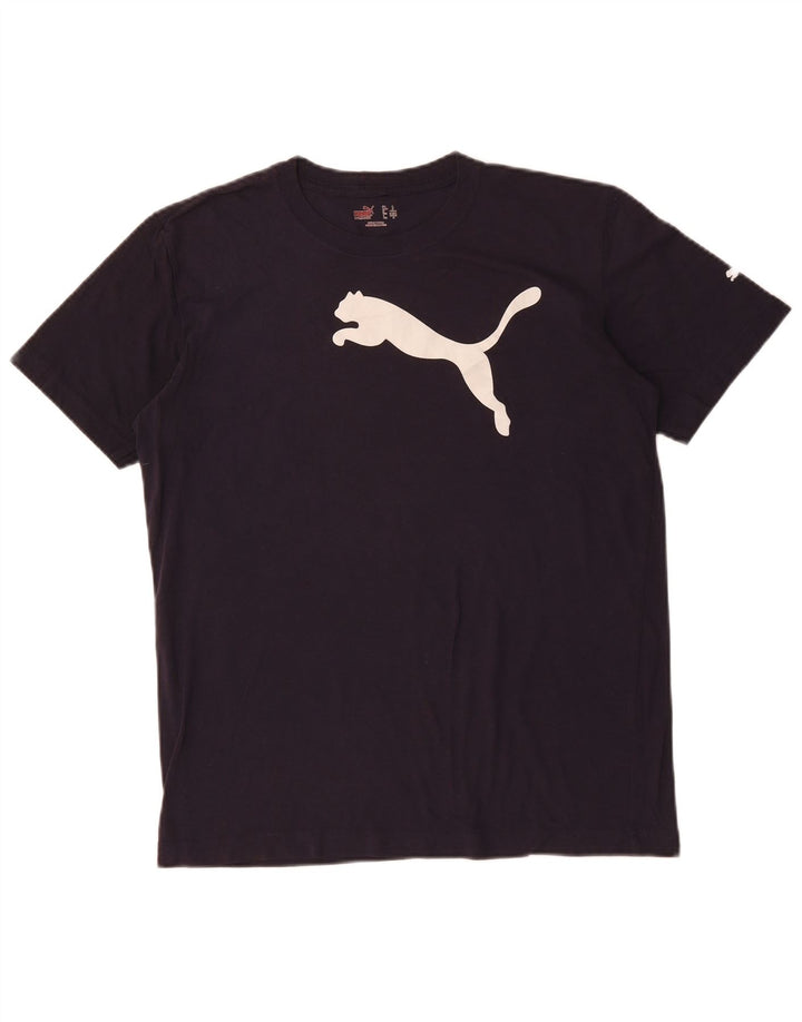 T-shirt grafica da uomo PUMA Top Small in cotone blu navy