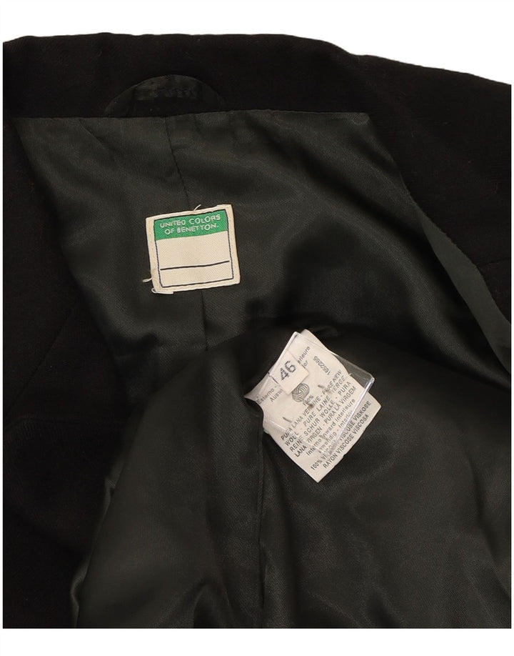 BENETTON Womens 2 Button Blazer Jacket IT 46 Large Black Wool