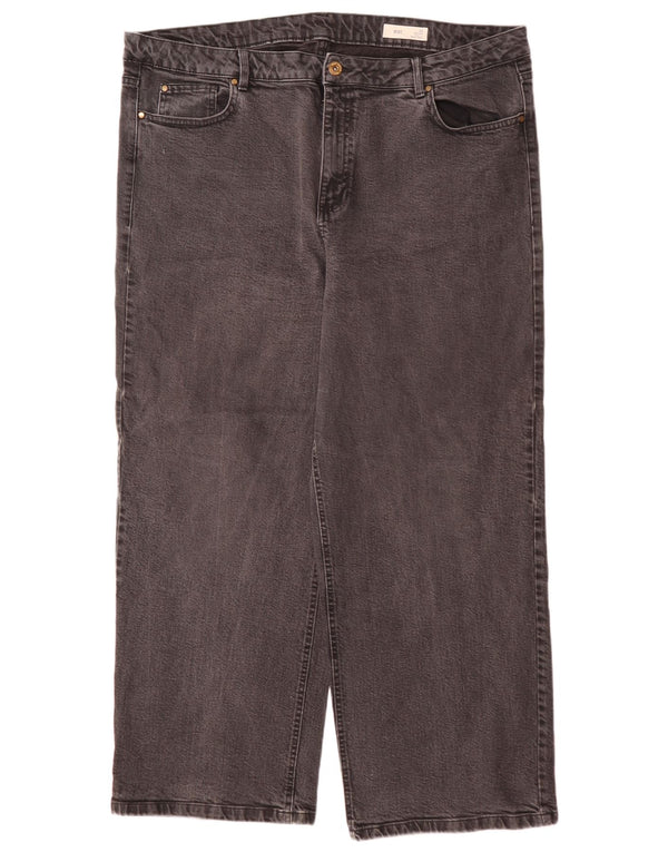 Jeans a gamba larga a vita alta da donna Marks & Spencer UK 22 3XL W44 L29 Grigio