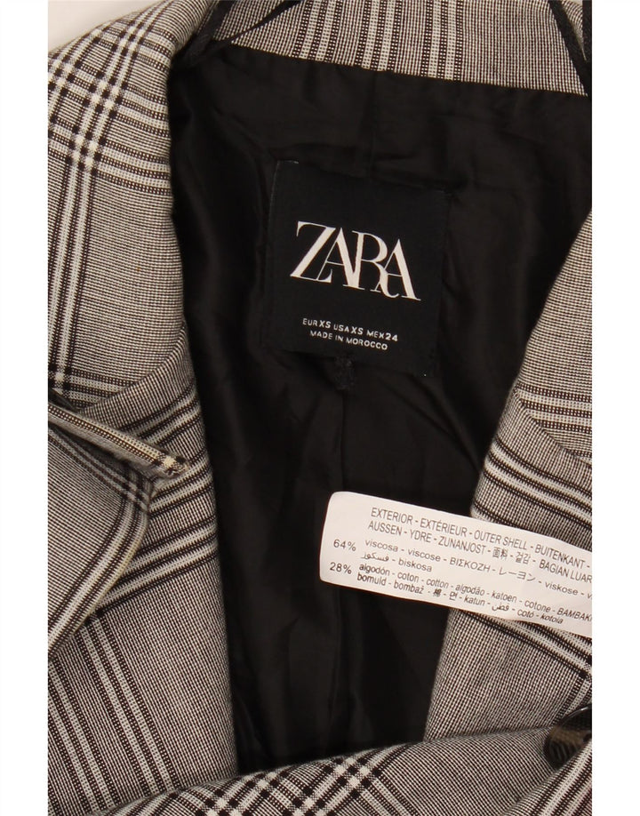 Giacca blazer oversize a 2 bottoni da donna Zara UK 6 XS viscosa a quadri grigia