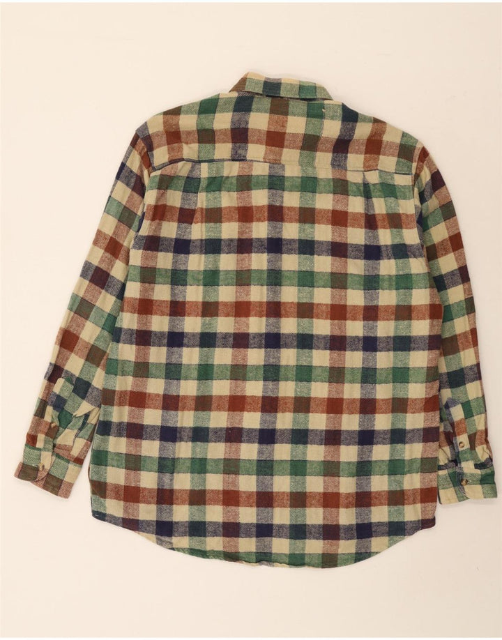 Camicia vintage da uomo in flanella taglia 41/42 grande cotone a quadri multicolore