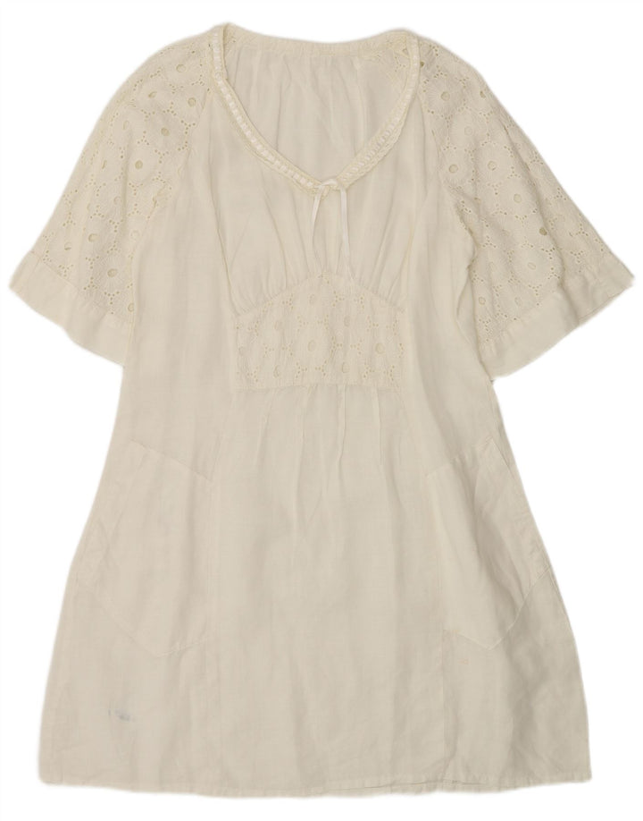 Abito a trapezio vintage da donna UK 14 beige medio