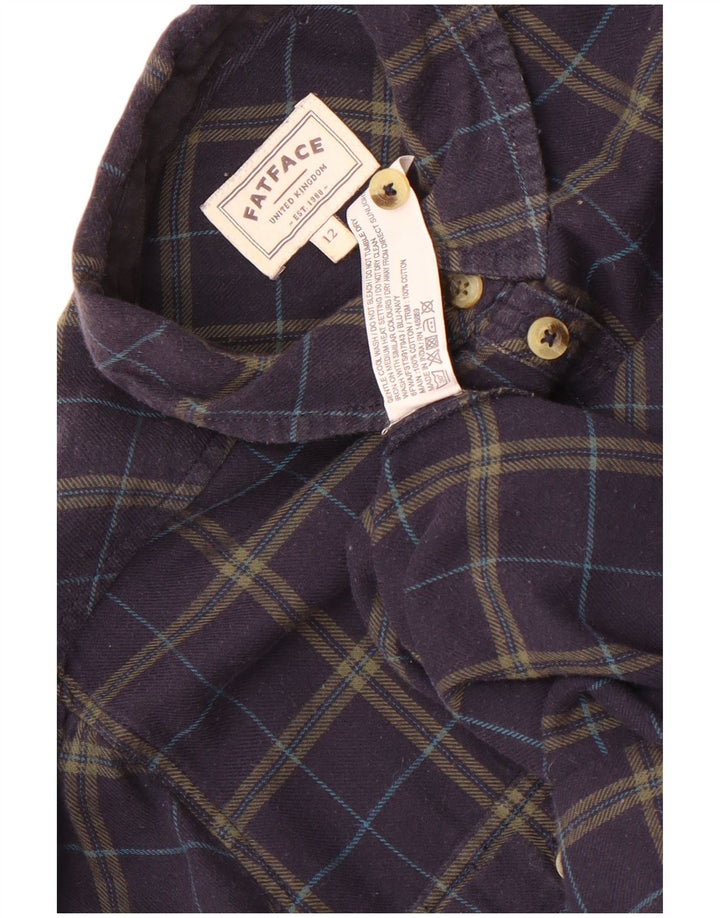 Camicia di flanella da donna Fat Face UK 12 Cotone medio a quadri blu navy