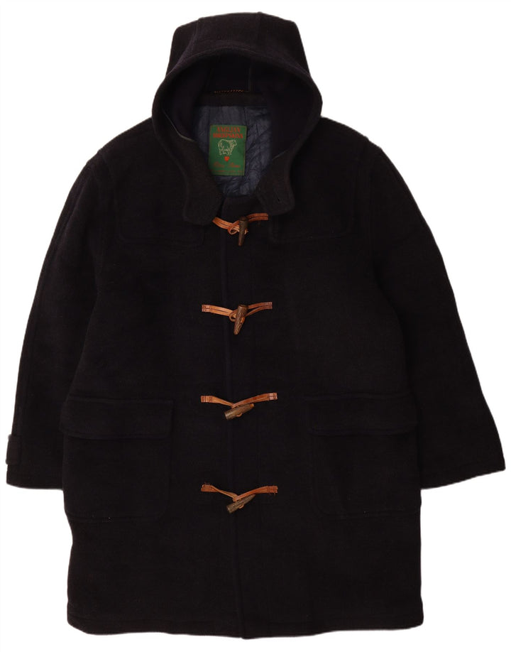 Montgomery con cappuccio da uomo vintage UK 42 XL Lana blu navy