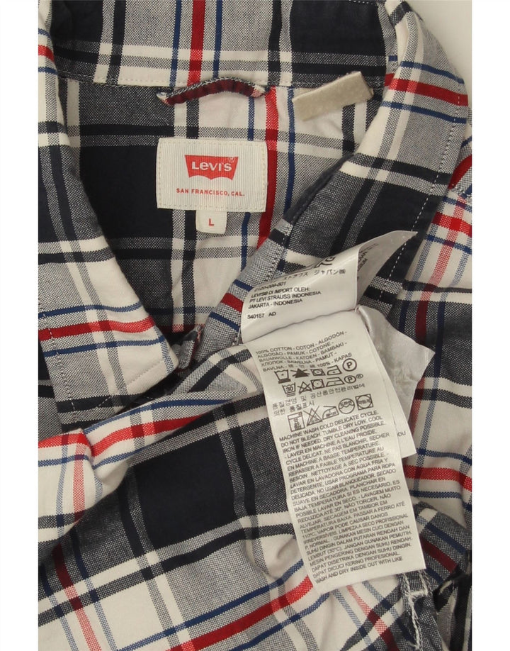 Camicia da uomo Levi's Large in cotone a quadri blu navy