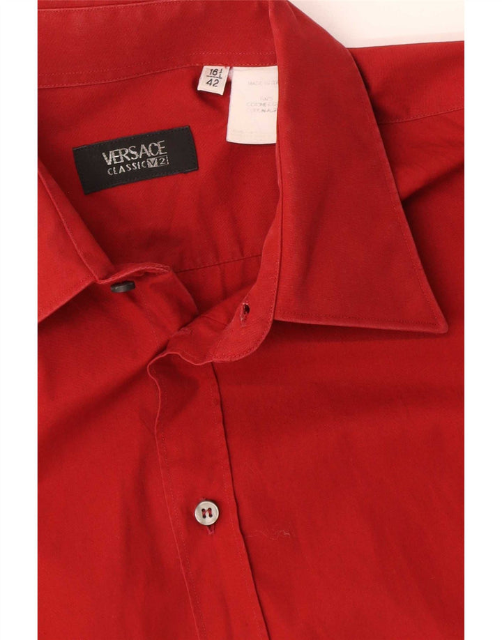 Camicia da uomo Versace taglia 42 16 1/2 grande cotone rosso
