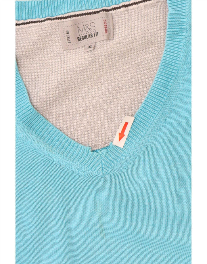 Maglione maglione con scollo a V vestibilità regolare da uomo Marks & Spencer XL Blu