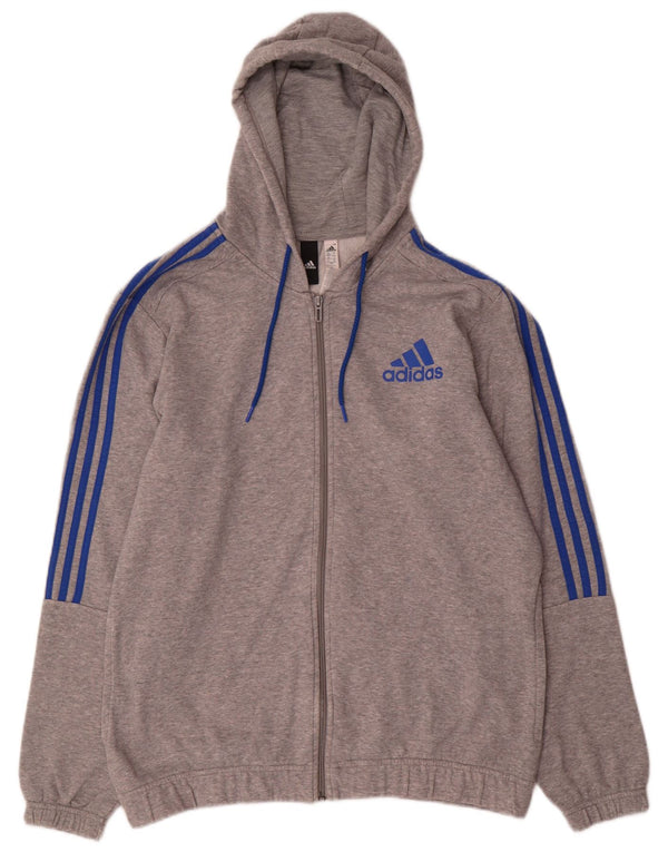Maglione con cappuccio e zip da uomo ADIDAS UK 42/44 grande cotone grigio