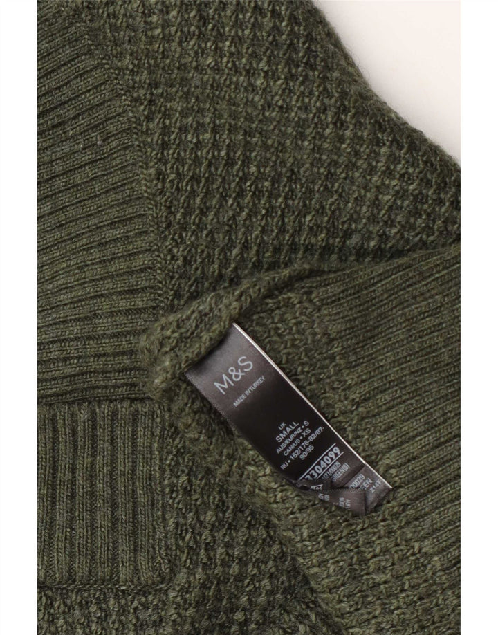 Maglione da uomo con scollo a V Marks & Spencer piccolo acrilico verde