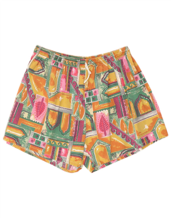 Pantaloncini da bagno vintage da uomo in cotone patchwork medio multicolore
