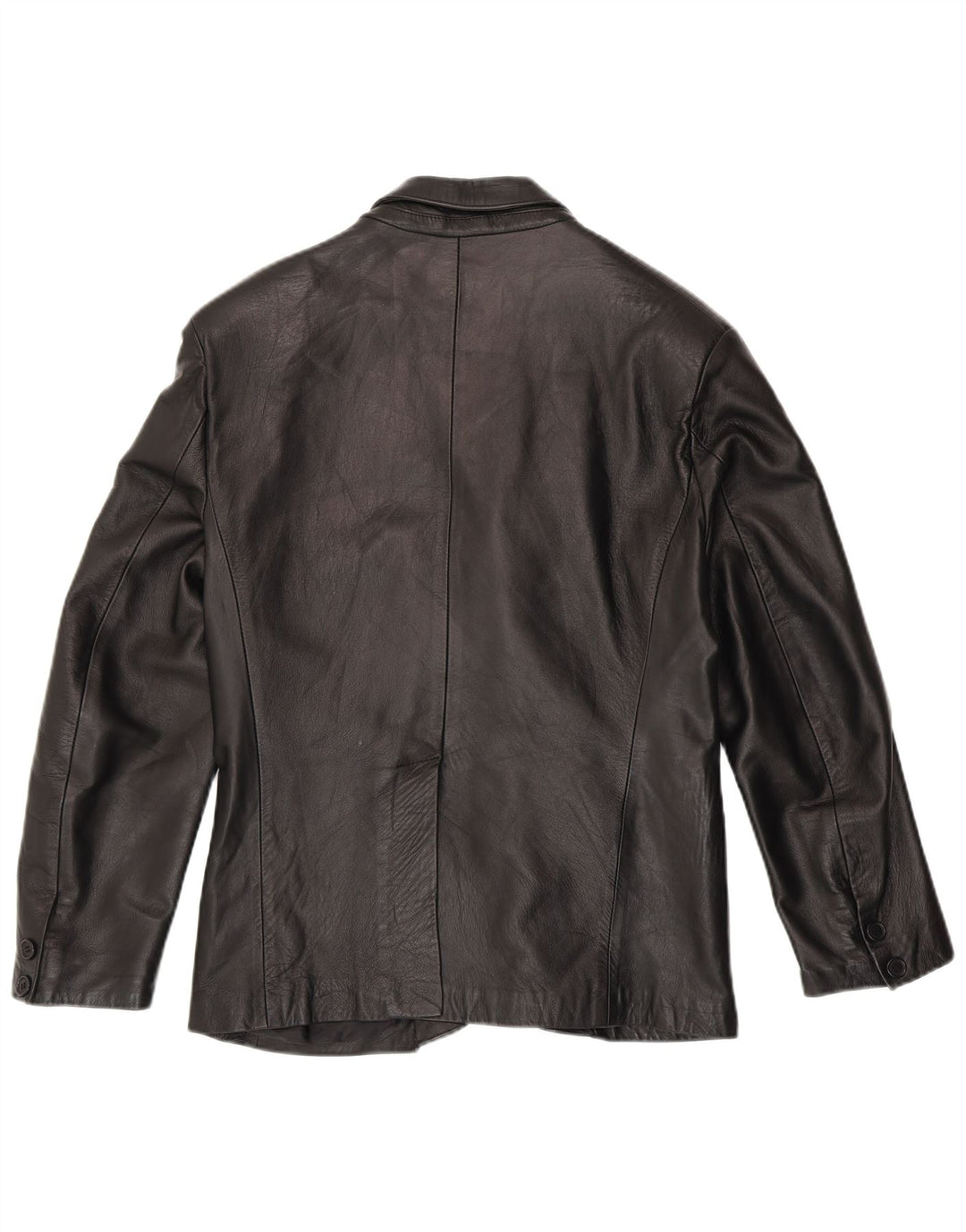 BARONE Giacca Blazer in Pelle da Uomo a 3 Bottoni IT 48 Media Pelle Nera