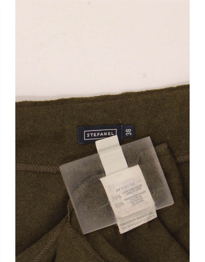 Gonna a trapezio da donna in maglia Stefanel EU 38 media W28 lana kaki