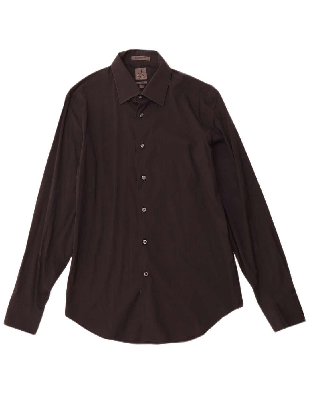 CALVIN KLEIN Camicia slim fit da uomo taglia 39 15 1/2 media cotone nero