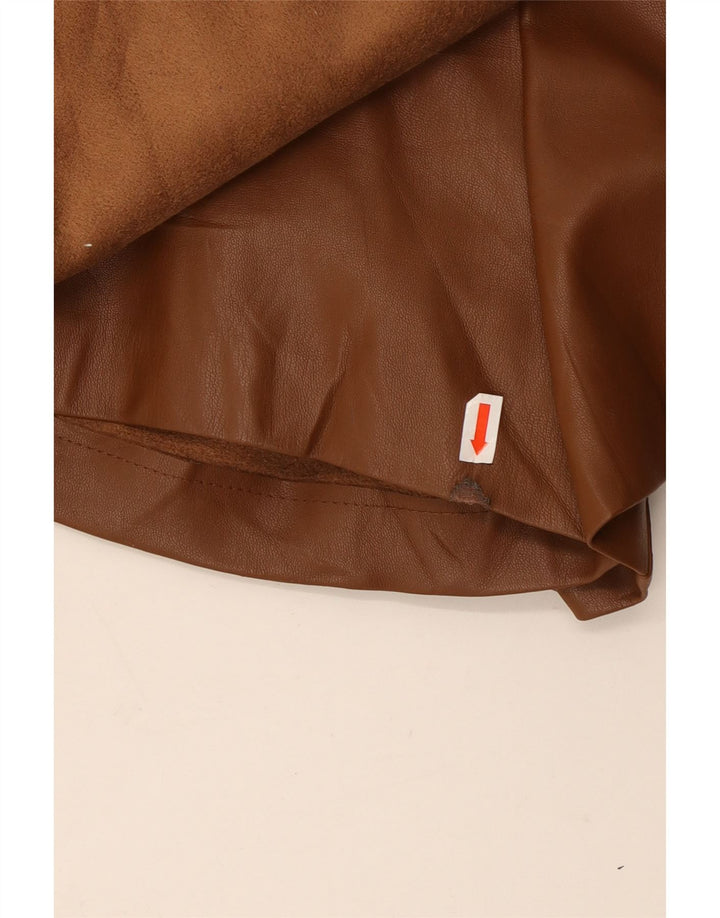 Pantaloncini ZARA da donna in ecopelle XS W25 poliestere marrone