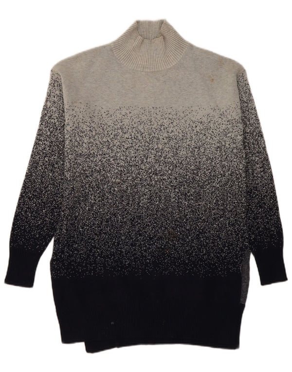 Maglione maglione a collo alto da donna Marks & Spencer UK 6 XS grigio color block