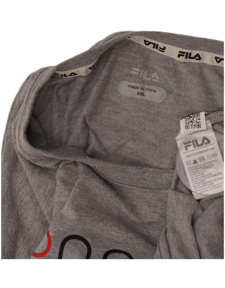 T-shirt grafica da uomo Fila Top 2XL poliestere chiazzato grigio