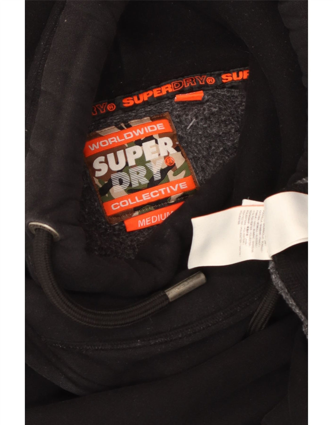Maglione con cappuccio da uomo SUPERDRY in cotone nero medio