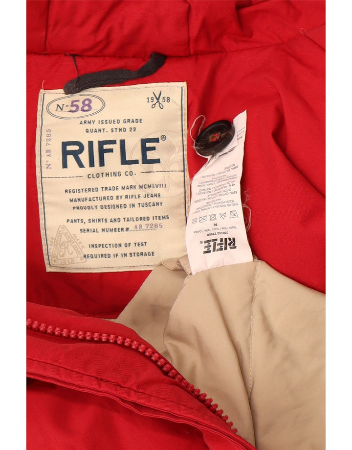 Giacca imbottita con cappuccio da donna Rifle UK 14 cotone rosso medio