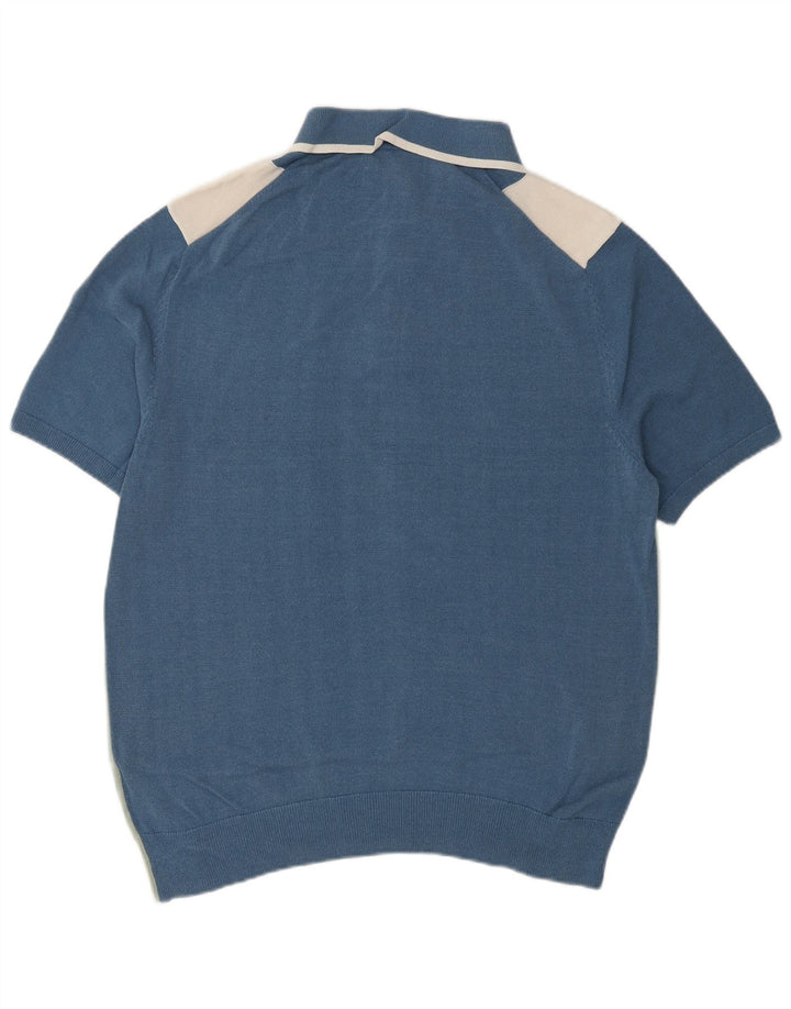 Maglione da uomo Marks & Spencer con collo alto, grande blocco di colore blu
