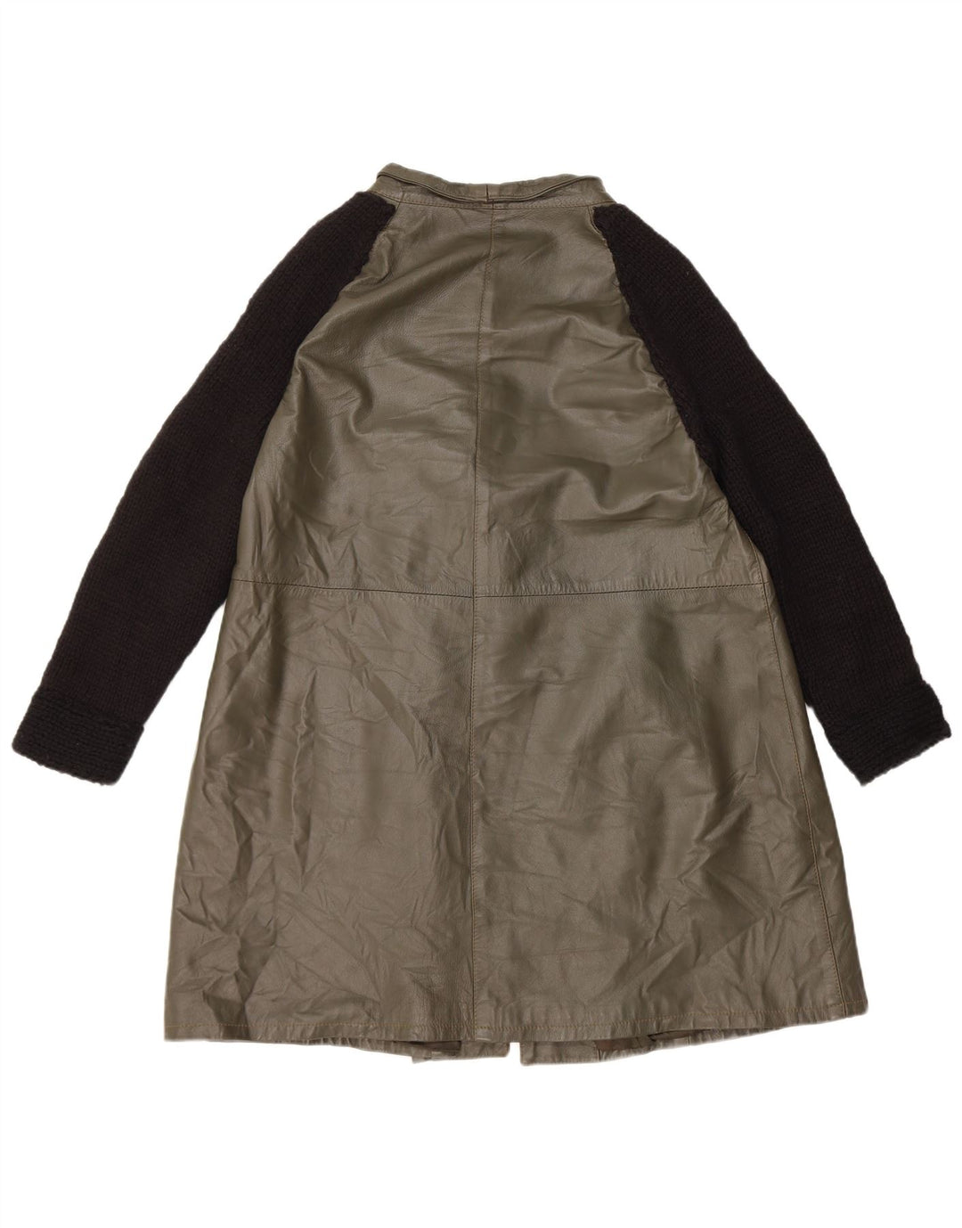 Cappotto oversize in pelle vintage da donna IT 40 piccolo in pelle verde color block