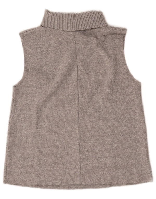 Zara Womens Roll Neck Vest Tank Top UK 10 Small Grey Polyester