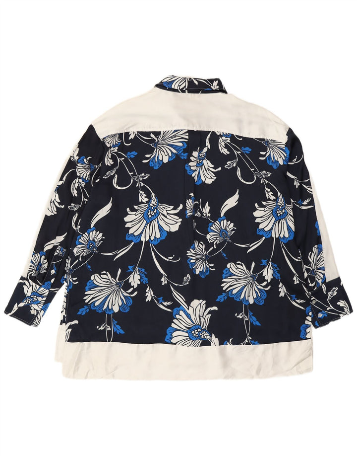 MARKS & SPENCER Womens Shirt UK 20 2XL Navy Blue Floral Polyester