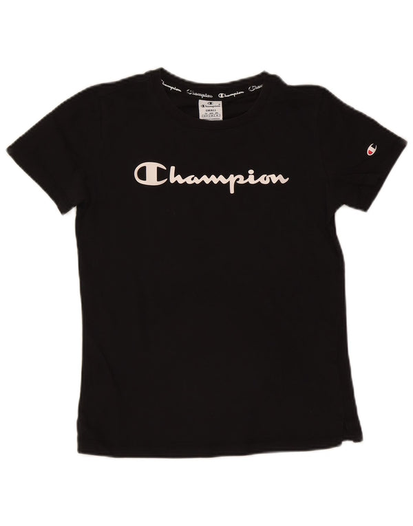 T-shirt grafica da donna Champion Top UK 10 piccola in cotone nero
