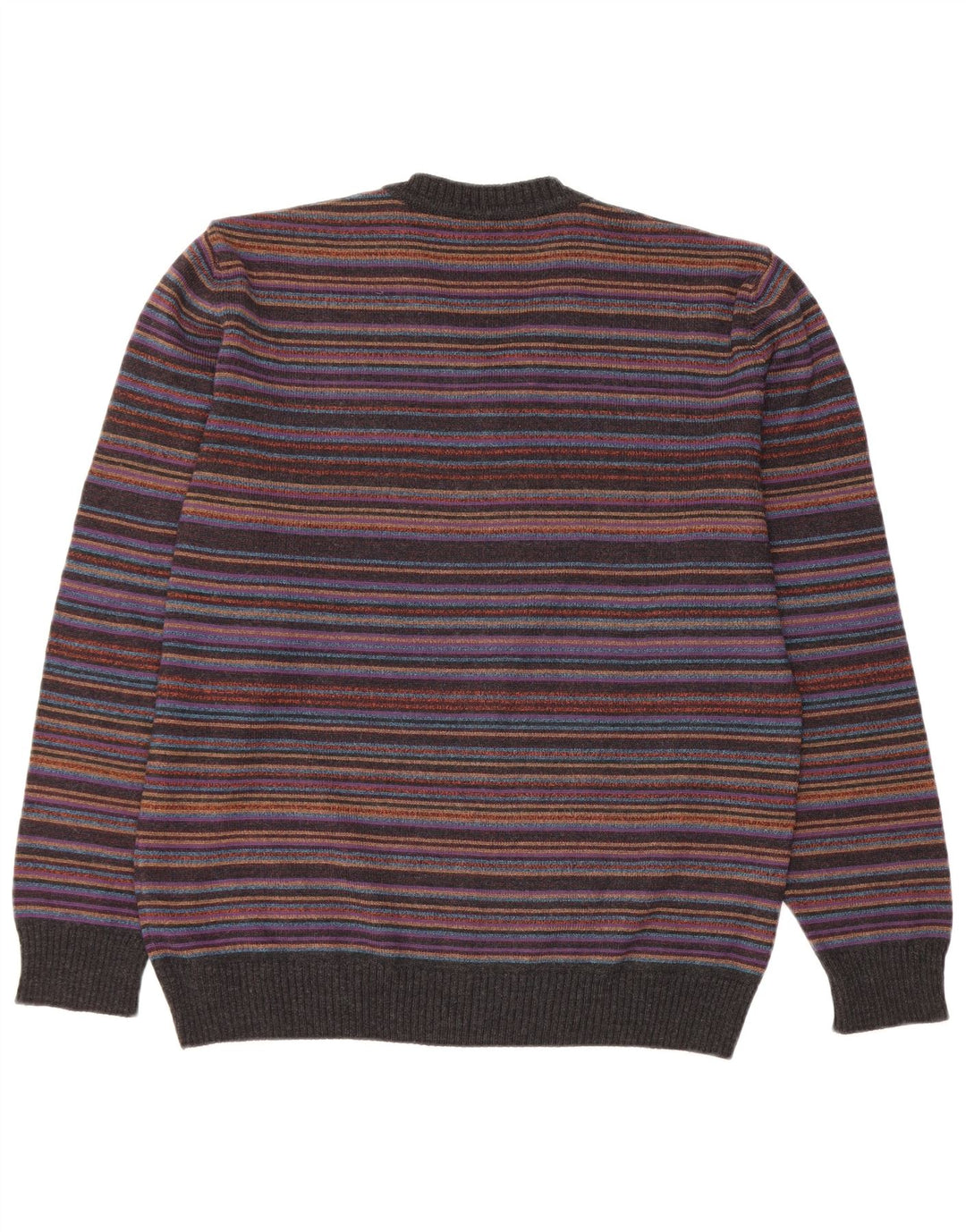 Maglione da uomo con scollo a V VINTAGE IT 52 Lana a righe grandi multicolori