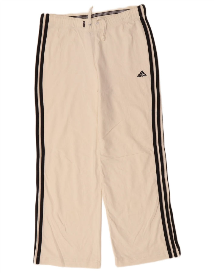 ADIDAS Womens Tracksuit Trousers UK 12 Medium  Off White Cotton