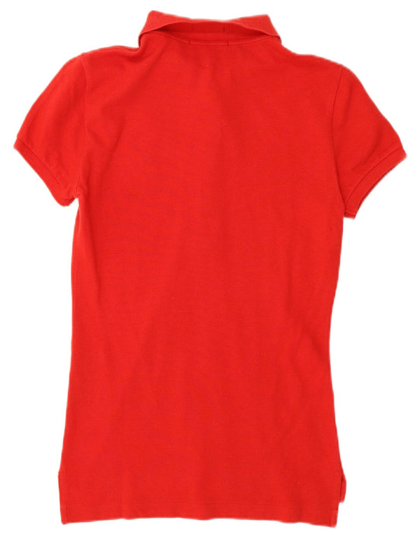 Polo skinny grafica da donna Ralph Lauren UK 6 XS cotone rosso