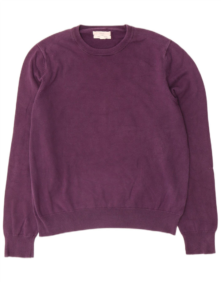 Maglione maglione girocollo da uomo Marks & Spencer grande cotone viola