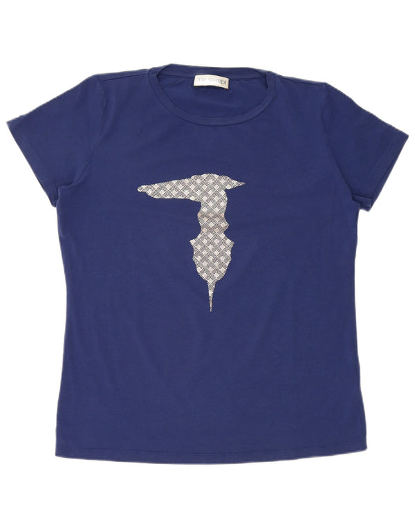 T-shirt grafica da donna Trussardi Top UK 16 Large in cotone blu