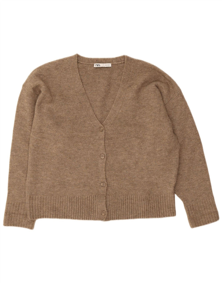 Maglione cardigan oversize da donna Zara UK 14 Acrilico marrone medio