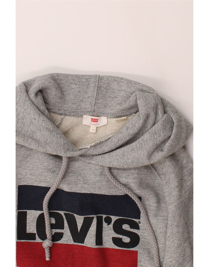 LEVI'S Mens Graphic Hoodie Jumper Small Grey Cotton Vintage Levi's and Second-Hand Levi's from Messina Hembry 