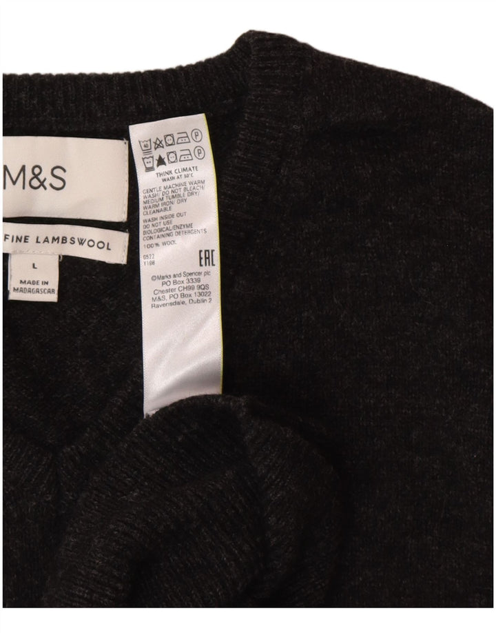 Canottiera da uomo Marks & Spencer grande in lana d'agnello grigia