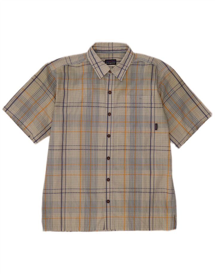 Camicia a maniche corte da uomo Patagonia a quadri grigio medio