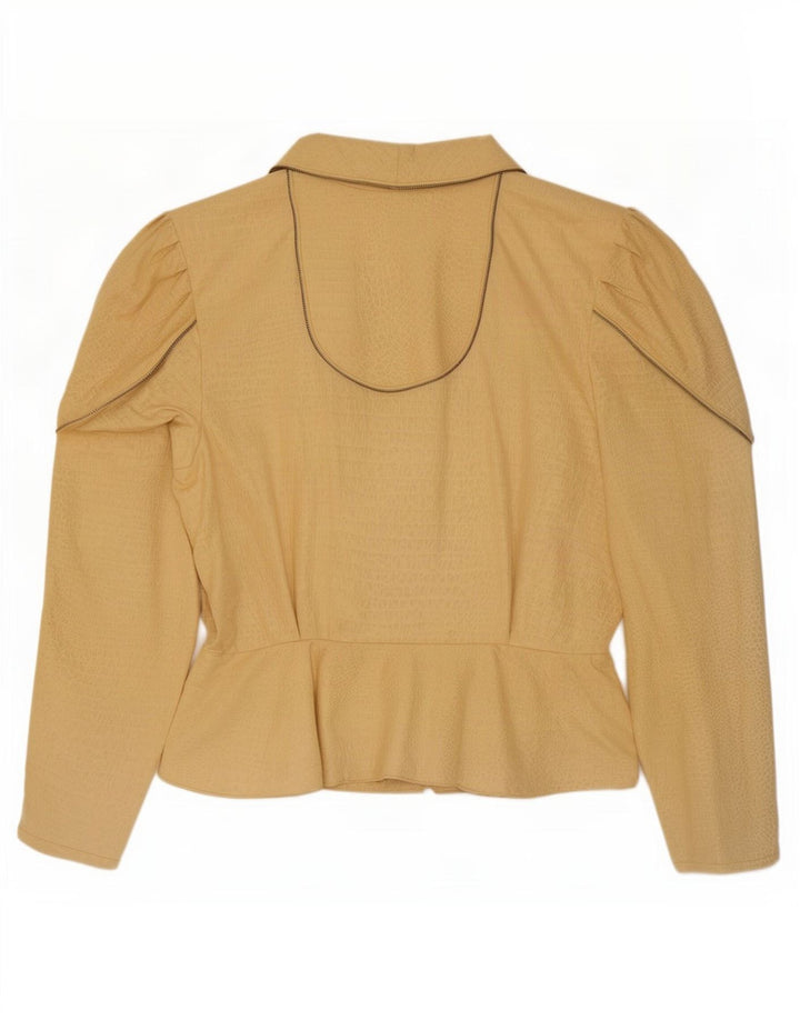 Giacca blazer da donna vintage UK 14 stampa animalier beige medio