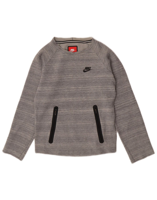 Felpa da donna NIKE maglione UK 6 XS grigio cotone gessato