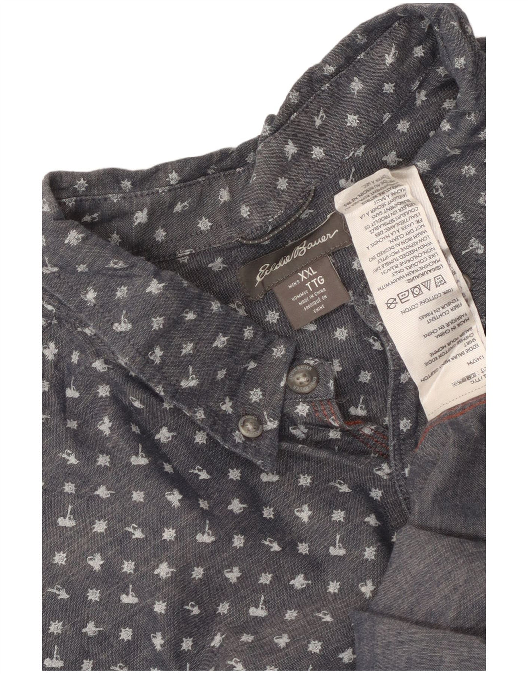 Camicia a maniche corte da uomo Eddie Bauer 2XL cotone maculato blu