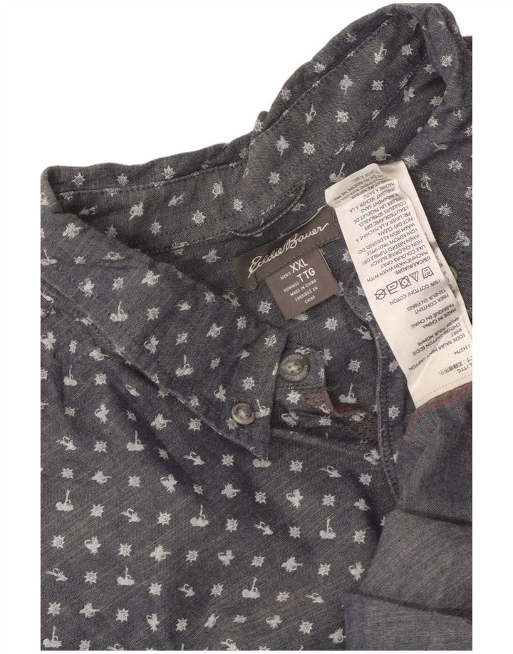 Camicia a maniche corte da uomo Eddie Bauer 2XL cotone maculato blu