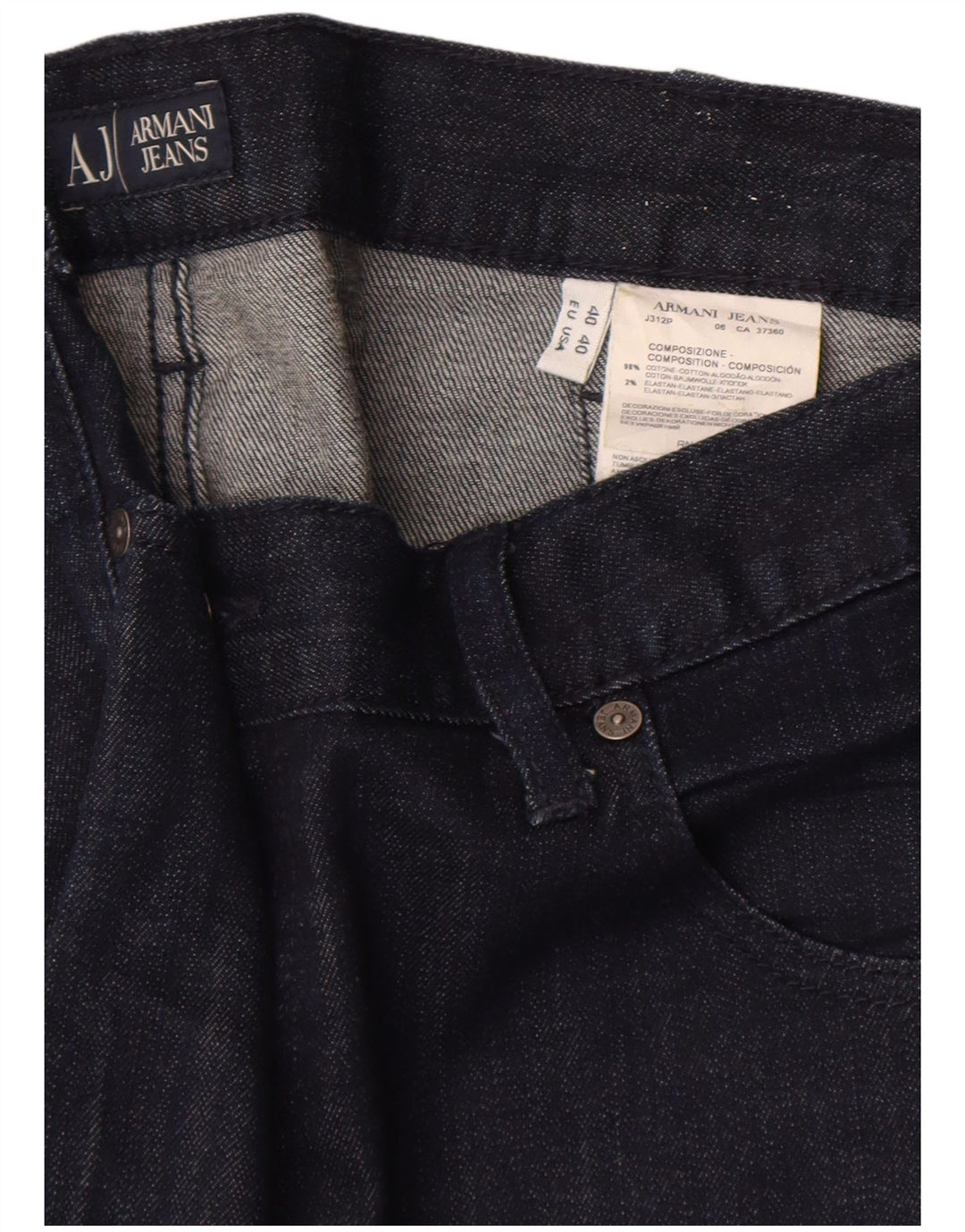 Jeans dritti da uomo ARMANI W40 L34 cotone blu navy