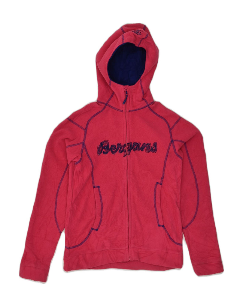 BERGANS Girls Graphic Hooded Fleece Jacket 164 cm 13-14 Years Burgundy | Vintage Bergans | Thrift | Second-Hand Bergans | Used Clothing | Messina Hembry 